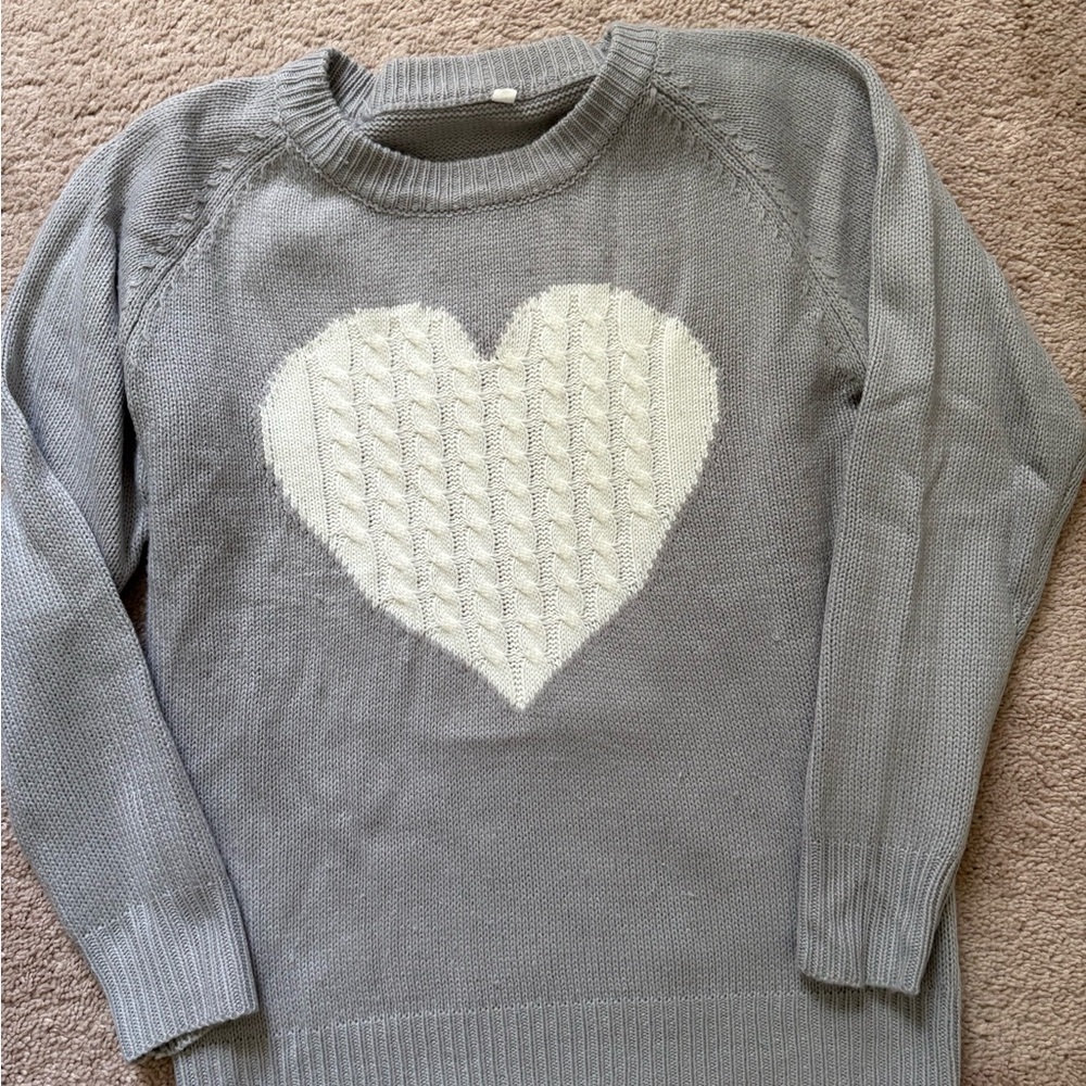 Gray Heart Pattern Sweater